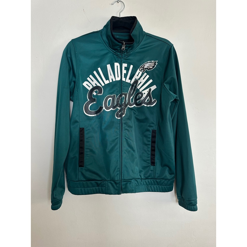 NFL Team Apparel Philadelphia Eagles Women Track Jacket Green Full Zip Medium